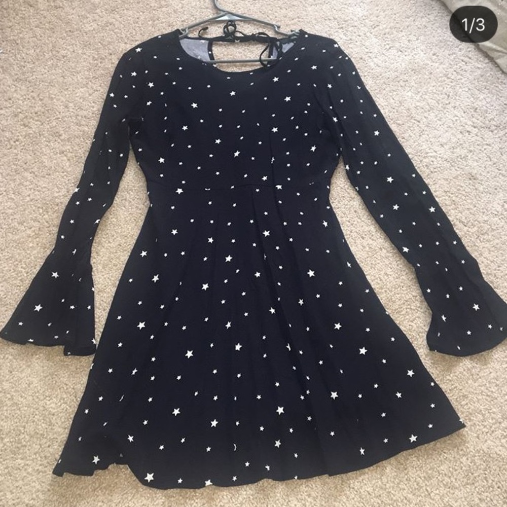 Forever 21 Starry navy blue long sleeve dress